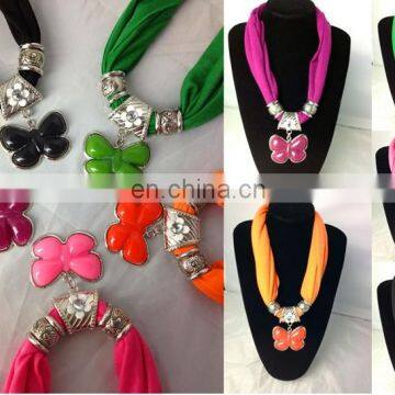 fashion newest Short jewelry Beads Scarf with Butterfly Pendant