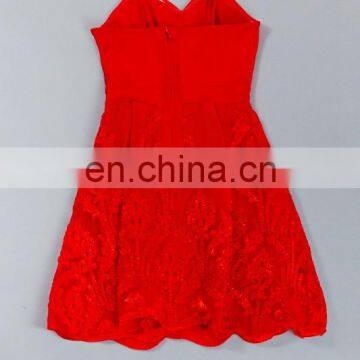 Amigo Red Sexy Women Summer Sleeveless Evening Dress Party Cocktail Short Lace Dress photo-5