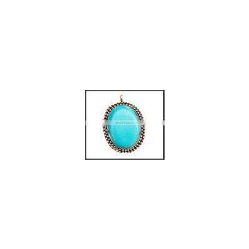 Oval Shape Brass Big Turquoise Resin Pendant