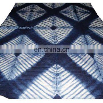 Handmade Indian Shibori Natural Dyed Cotton Quilt Throw Winter Warm Blanket