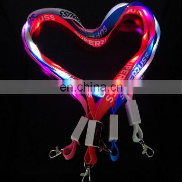 Colorful Reflective Heat Transfer Polyester Led Flashing Lanyards