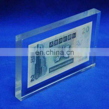 Clear square acrylic banknotes block pmma plexiglass acrylic Acrylic banknotes paperweight