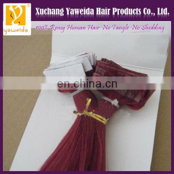 High quality skin weft double sided brazilian tape hair extension red color