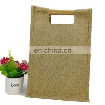 Large Attractive Jute Burlap Tote Bag With Round Canvas Handles