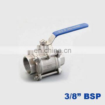 High quality Type 3PC stainless steel switch ball valve DN10 Female thread 3/8 inch BSP SS304 316/201 2 way water ball valve