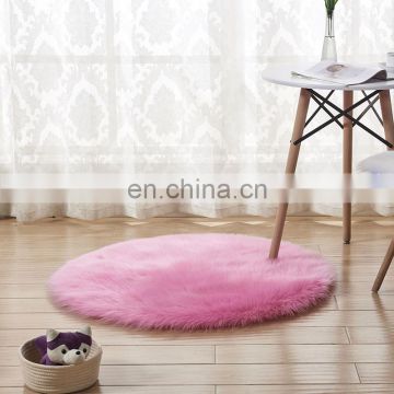 Small Round shape Wholesale Faux fur Luxury fluffy sheepskin rug for floor cover