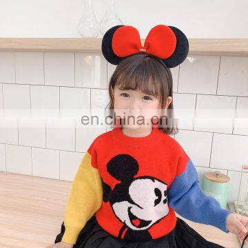 2020 children's autumn and winter new product sweater Korean cartoon color matching western-style pullover loose sweater