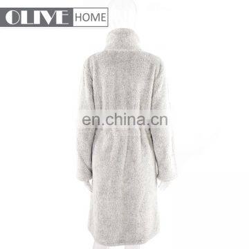 Adult Pyjamas Penguin Logo Embroidery Patch Brushed Cationic Sherpa Fleece Bathrobe With Zipper photo-2