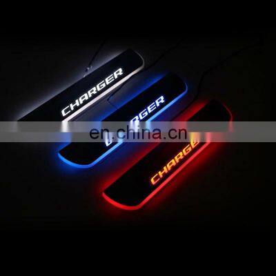 LED Door Sill Streamed Light For DODGE CHARGER 2011-2020 Scuff Plate Acrylic Door Sills Car Sticker Accessories