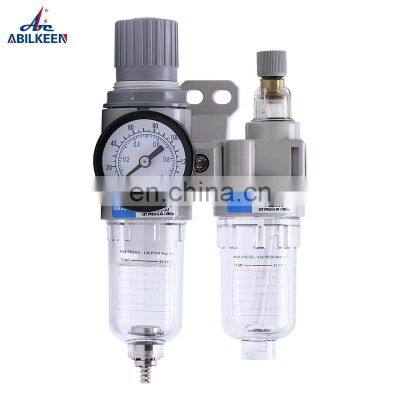 AFC3000 FRL Two Unit Automatic Drain FRL Combination Air Filter Regulator Air Source Treatment With Press Gauge
