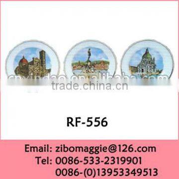 Round Shape Hot Sale Zibo Made Scenery Print Ceramic Plate Decorative for Promotion Gift