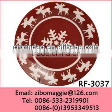 Elegant Oversized Ceramic Plate with Snowflake Pattern for Decoration Christmas Gift