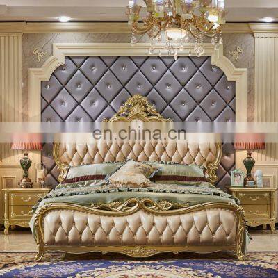 Luxury European Royal Classic Bedroom Furniture Pure Leather Beds Sets for Bed Room Furniture