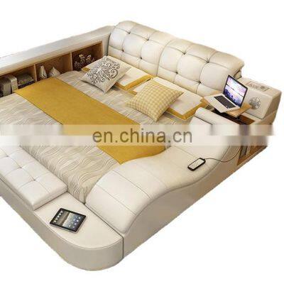 Modern leather Fabric smart Bed with Storage function Bedroom Furniture multimedia with speaker