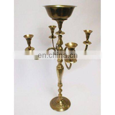 metal brass antique flower bowl candelabra