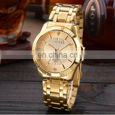 CHENXI 050A Casual Couple Quartz Watch Price Guangzhou Watch Market Stainless Steel Golden Japan Movt Diamond Quartz Wrist Watch