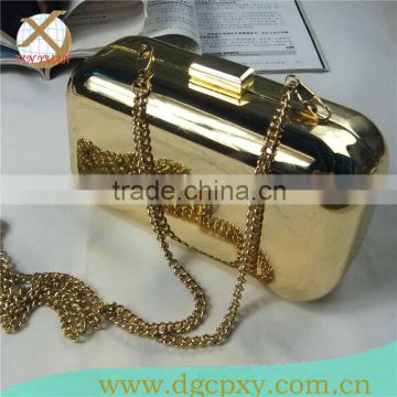 fashion golden cosmetic clutch box with chian handle