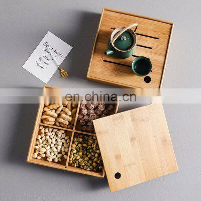 Bamboo Dried Fruit Organizer Tray Candy Box  Snacks Food Dried Fruit Bowl Storage Box Drawer Pantry Organizer Kitchen & Tabletop