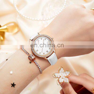 Sinobi China Guangzhou Watch Factory S9846L Woman White Leather Watches Sinobi