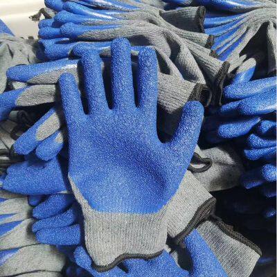 10Gauge 2Yarn Polycotton Liner Palm Crinkle Latex Coated Gloves Latex Dipped Gloves Latex Coated Cotton Gloves photo-4