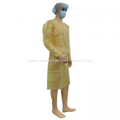 Free Sample Protection Disposable Nonwoven PP PE Yellow Isolation Gown photo-2