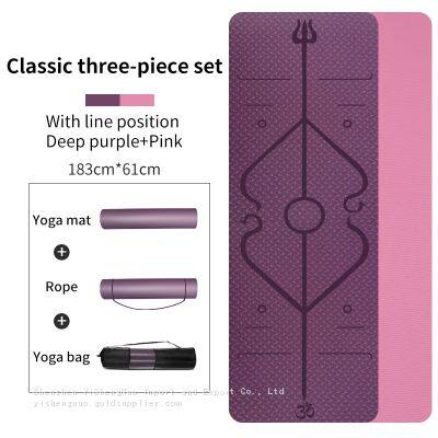 Classic Three-piece Set Double Layer Yoga Tpe Mat Custom Double-layer Non-slip Tpe Mat photo-4