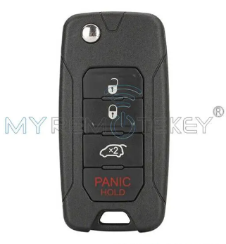 FCC 2ADFTFI5AM433TX Flip key 4 button 433Mhz MQB48 / 4A chip SIP22 blade for Jeep Renegade 2015-2020