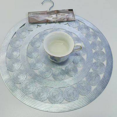 Non-Slip Heat Resistant Washable Vinyl Table Mats for Kitchen Dining Beautiful Vinyl Silver Round Placemats photo-4