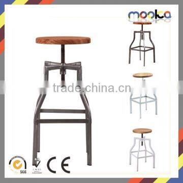 Timber Seat Swivel Turner Industrial Bar Stool