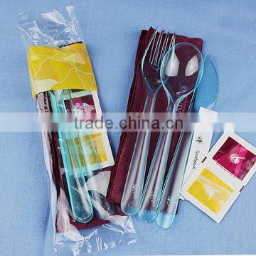 Plastic cutlery pack and condiment