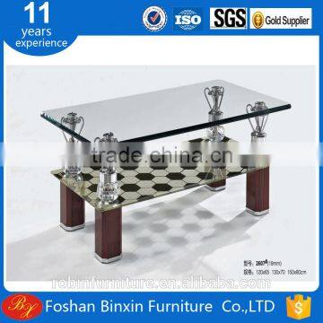 Living room furniture modern RB-2607 rectangular glass coffee table aluminum alloy metal tea table