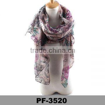 China Custom Digital Printed Hijab Voile Scarf