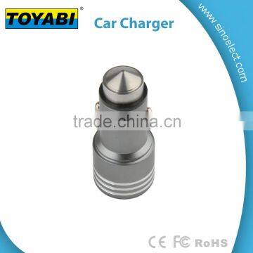 Dual USB Ports Car Charger with Car Escape Emergency Safety Hammer Function