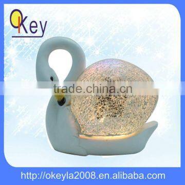 Fashion home decor white LED Polyresin swan Light