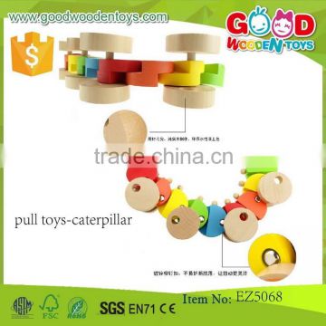 Classical Wooden Pull Toy Caterpillar Shape Toy Wooden Baby DIY Animal Toy