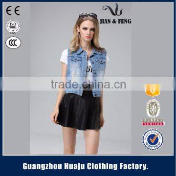 2016 High Fashionable Sleeveless Spring Summer Ladies Girls Short Cotton Spandex Denim Vest photo-4