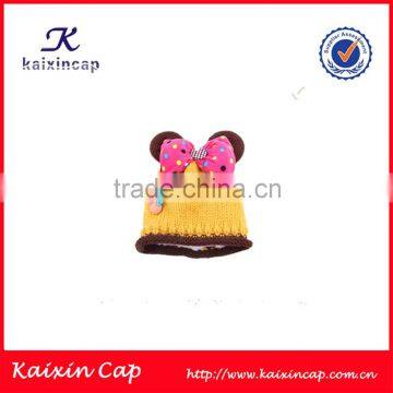 customized winter fashion cute bowknot knitted children lovely beanies