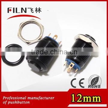 12mm High flat 110v white led zinc alloy push button switch symbol