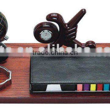 wooden desktop set,notepad,sign pen,globe