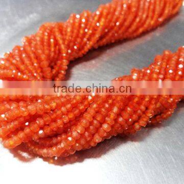 HANDMADE NATURAL CARNELIAN 3-4MM RONDELLE FACETED LOOSE BEADS STRAND