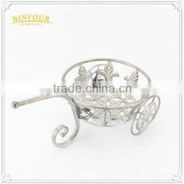 Home Deco White Round Flower Planter Metal Plant Pot Holder photo-5