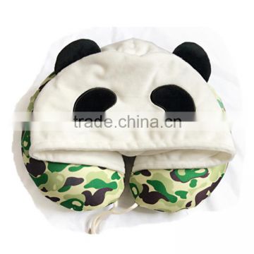 Cute Animal Neck Pillow With Hat Plush Travel Napping Pillow