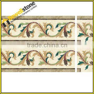 PreMade natural marble Inlay flooring border tiles