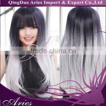 Ombre Sliver Grey Bodywave Synthetic Lace Front Wig Two Tone Natural Black/Gray Heat Resistant Hair Arica Wigs For Women