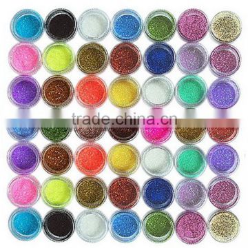 Free Shipping Beautiful 45pcs/lot Colorful Nail Art Glitter Powder Dust Decoration Strip Glitter