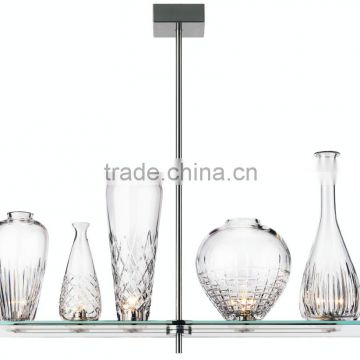 Crystal vase lights glass vase lighting with five hand-cut leaded crystal vases