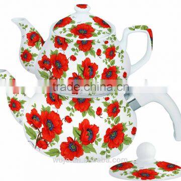 2.5L Enamel & 1.0L Porcelain Kettle teapot set