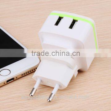 Wholesale Europe America Plug Portable Dual USB Wall Charger Mobile for iPhone1