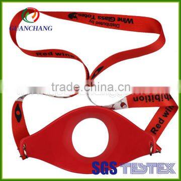 Factory directly sale custom wine glass holder lanyard