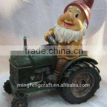 Polyresin Santa Claus Driver Car Figurines Decoration Craft